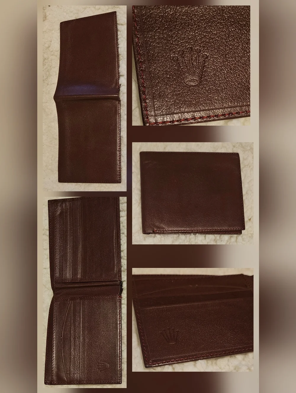 Authentic Vintage Rolex Vintage Burgundy Leather Bifold Wallet Genève Suisse Men